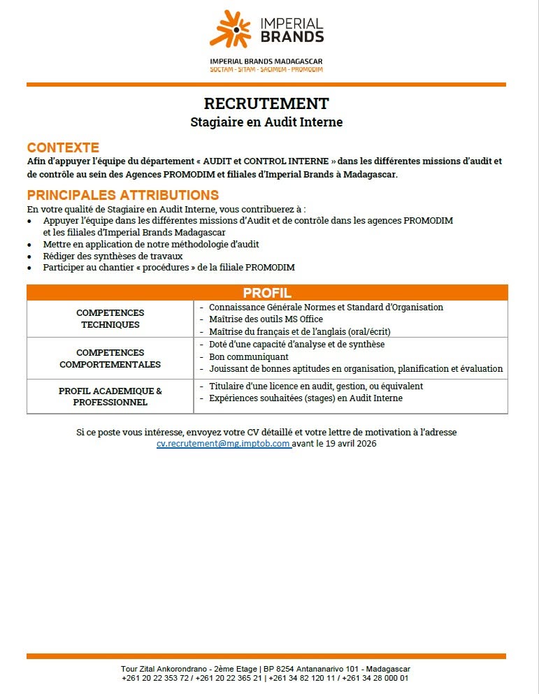 Stagiaire en Audit Interne