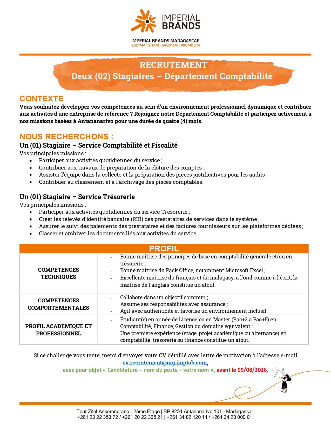 Recrutement Deux stagiaires Département comptabilité